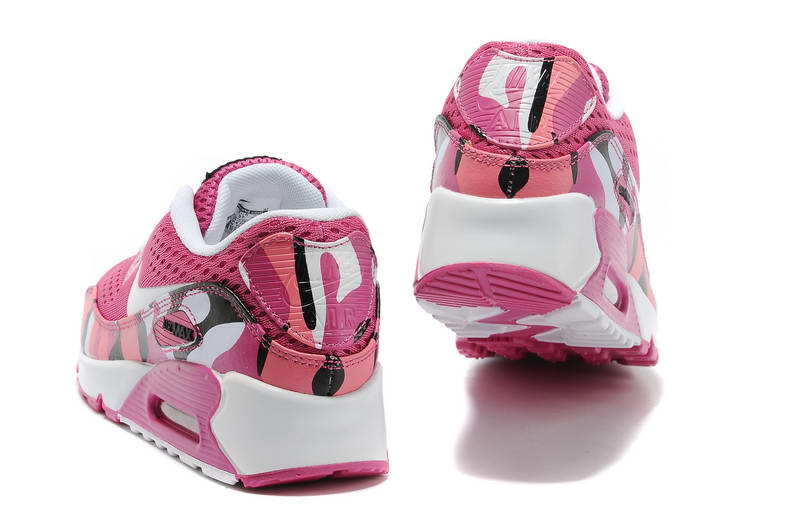 Air Max 90 PRM EM chaussures des femmes de tissage camouflage rose blanche (3)